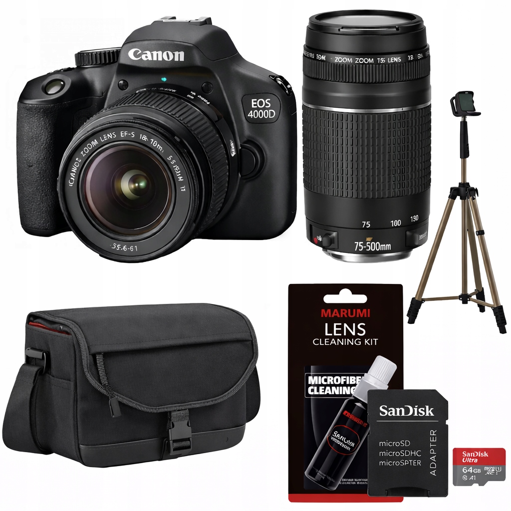 Sada Fotoaparátů Canon 4000D 18-55 DC III 75-300 DC Příslušenství