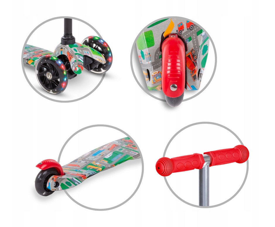 HULAJNOGA TRÓJKOŁOWA BALANSOWA Kidwell UNO LED Cechy dodatkowe oświetlenie składana