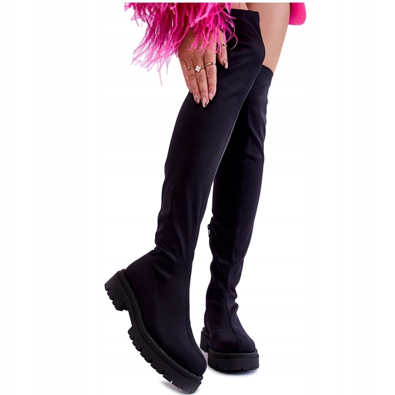 Dámské Kozačky Za Koleno Mušketýrky Černé 37