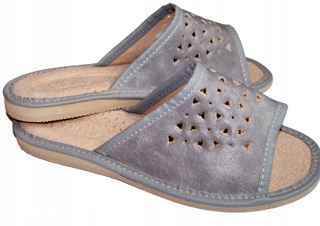 KLAPKI PANTOFLE KAPCIE DAMSKIE SKÓRZANE GÓRALSKIE Marka Halskór-Natural