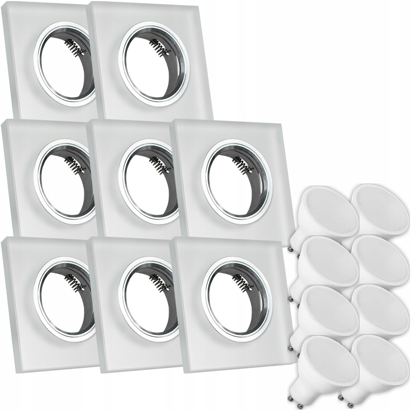 8X Skleněná Lampa Moderní Svítidlo Čtverec Silné Sklo 10W Led Žárovka