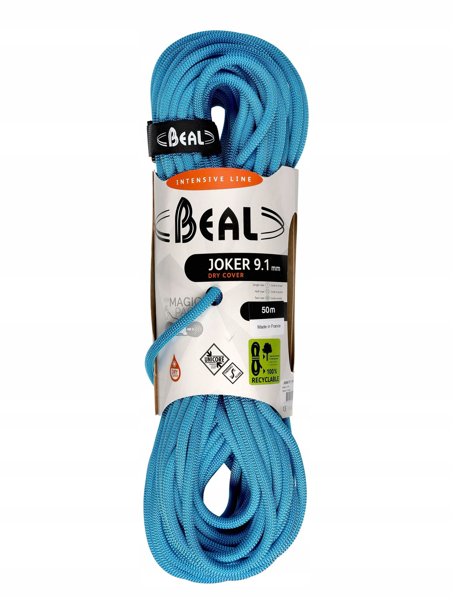 Lezecké lano Beal Joker 9,1 mm 50 m Unicore Dry Cover modré