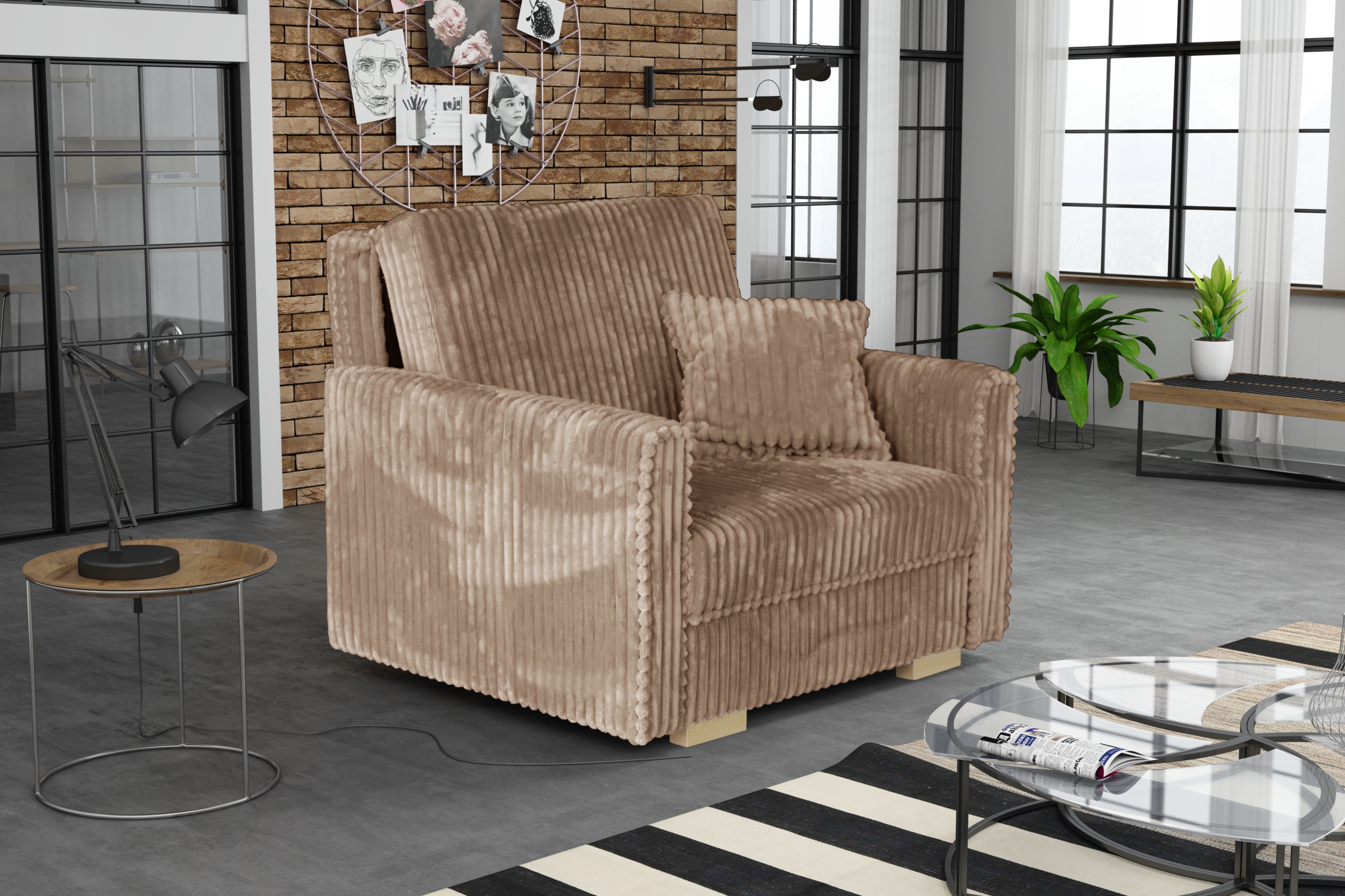 wolnostojąca sofa VIVA I PIANO amerykanka plusz Marka Solo Meble