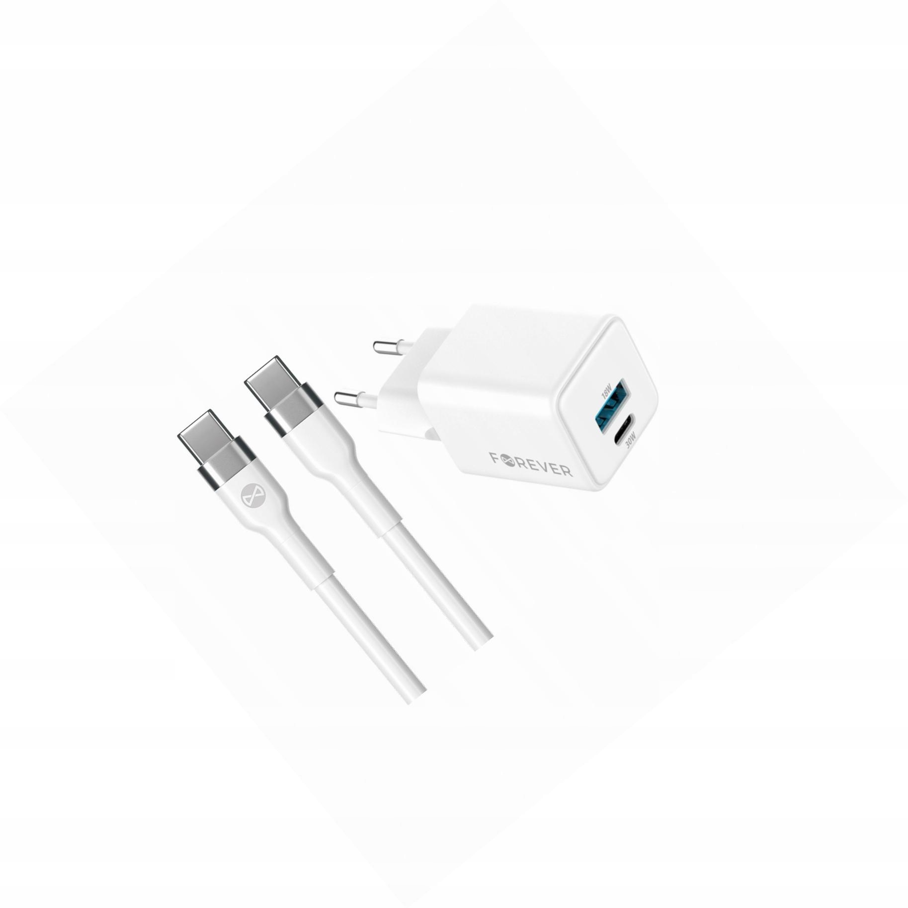 Szybka ładowarka GaN 30W 2 wejścia Usb i Usb-c z kablem do Huawei P30