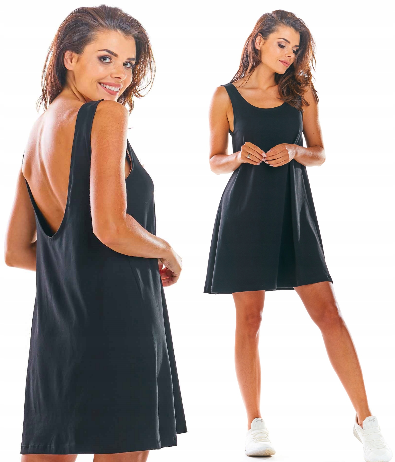 

Luźna Dresowa Sukienka Mini Z Odkrytymi Plecami