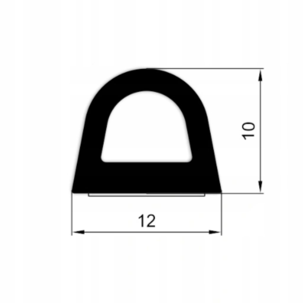 Uszczelka do okien i drzwi PROFIL D 12x10mm CZARNA Kod producenta SD 54