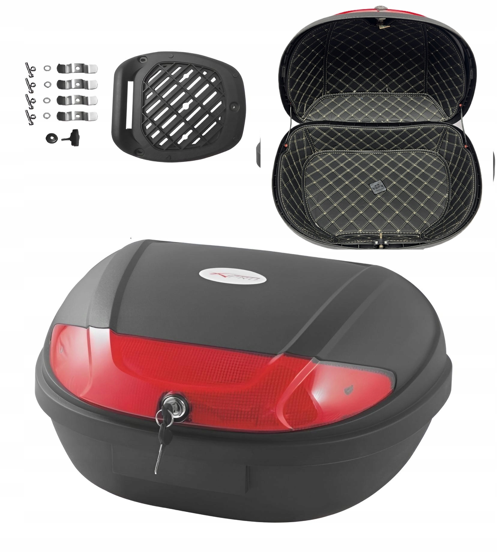 Kufer Centrální polstrování Motocyklová přilba 2xVelká 48L TopX Plastová