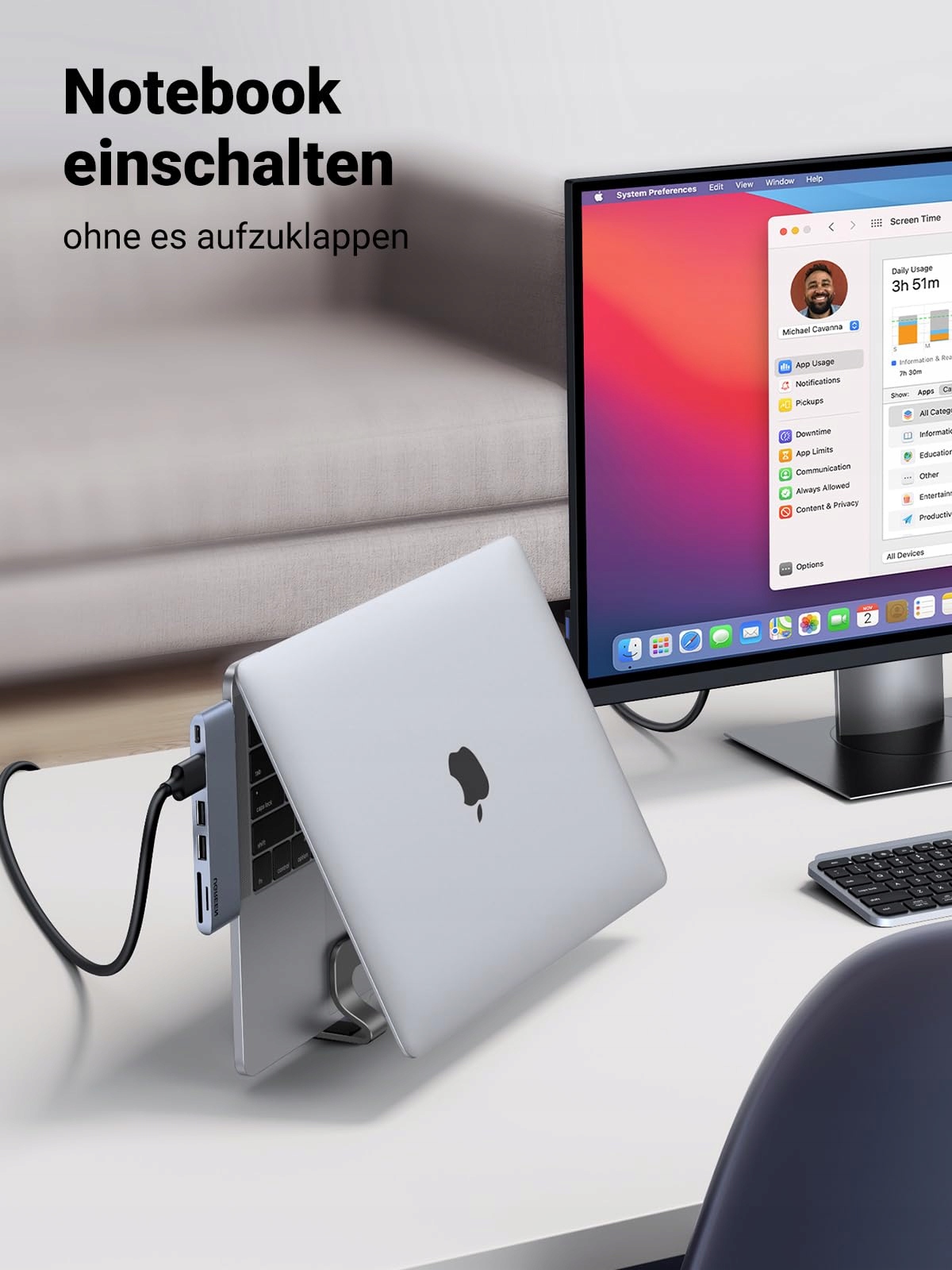 UGREEN Pionowy Aluminiowy Stojak Na Laptopa Z Termiczną Podstawką — miniatura 5
