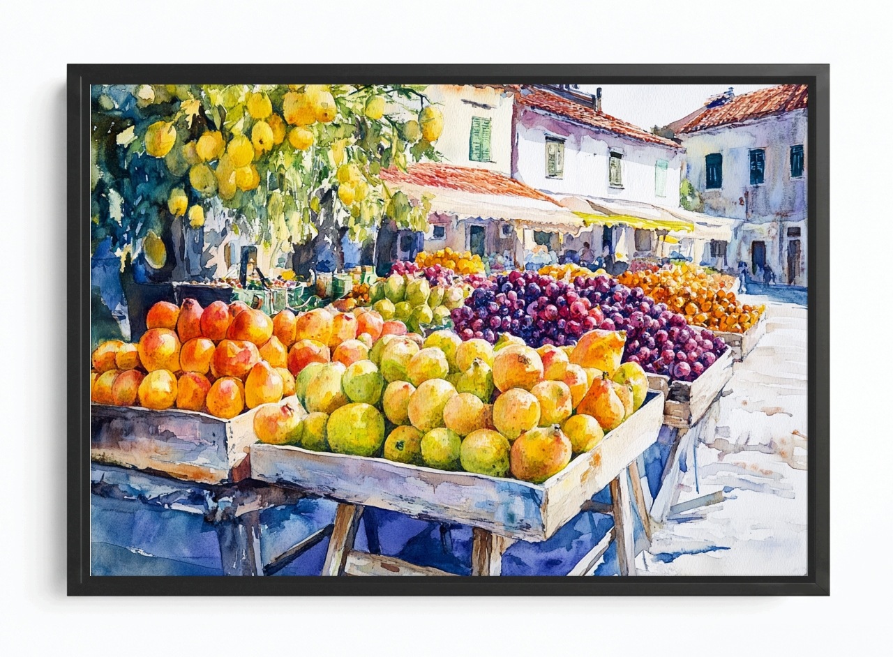 Obraz Rám Americký Box Město Trh Ovoce Zelenina Obchod Nakupování 60x40