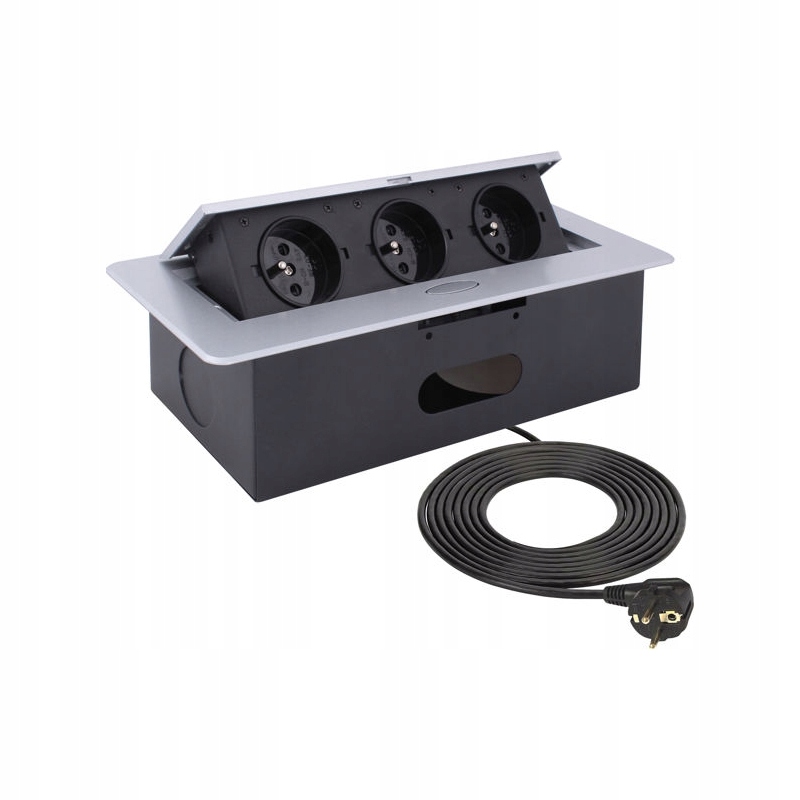 Zásuvka zapuštěná do pracovní desky Kombibox 3x230V Alu