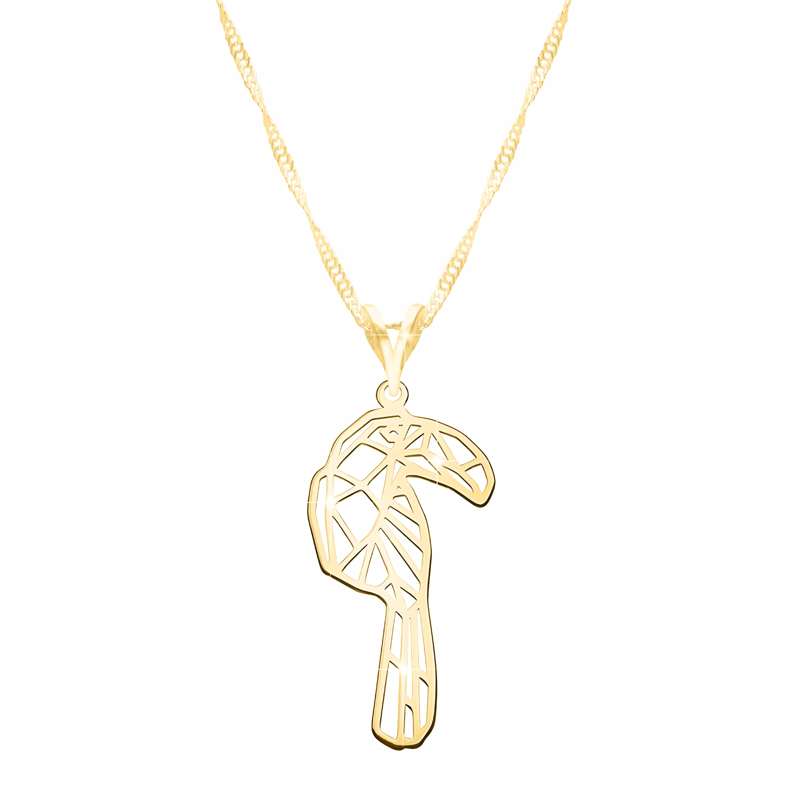 Zlatý náhrdelník s ptákem Pták Tukan Papoušek Plech Origami Stříbro 925