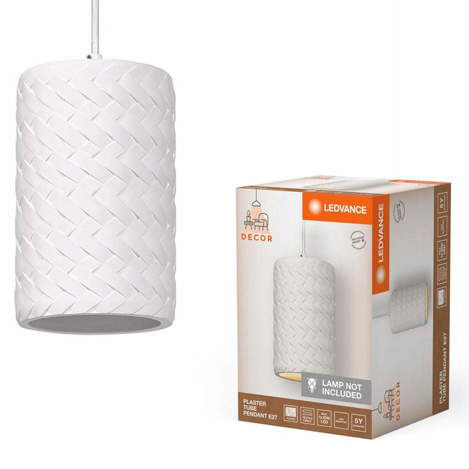 Závěsné Stropní Svítidlo Dekorativní E27 Převis Bílý Decor Ledvance