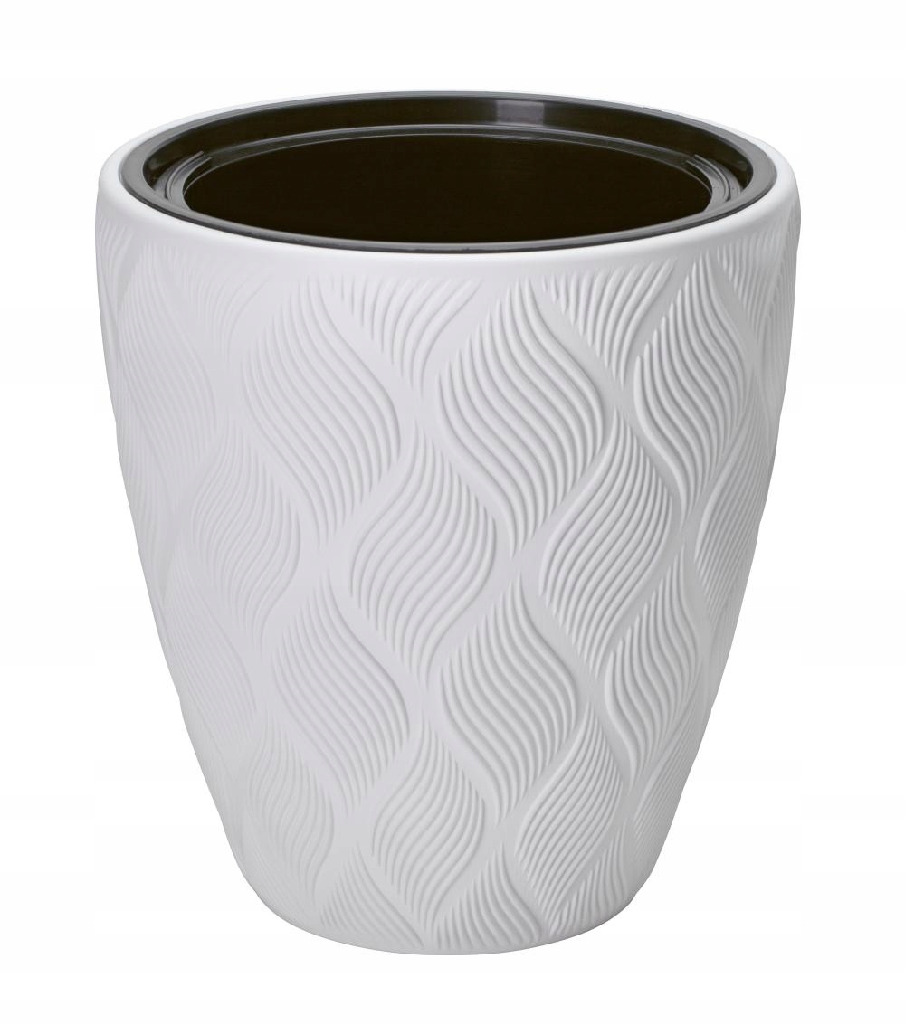 

Piękna odporna Donica+wkład Flow 30 Biały h32