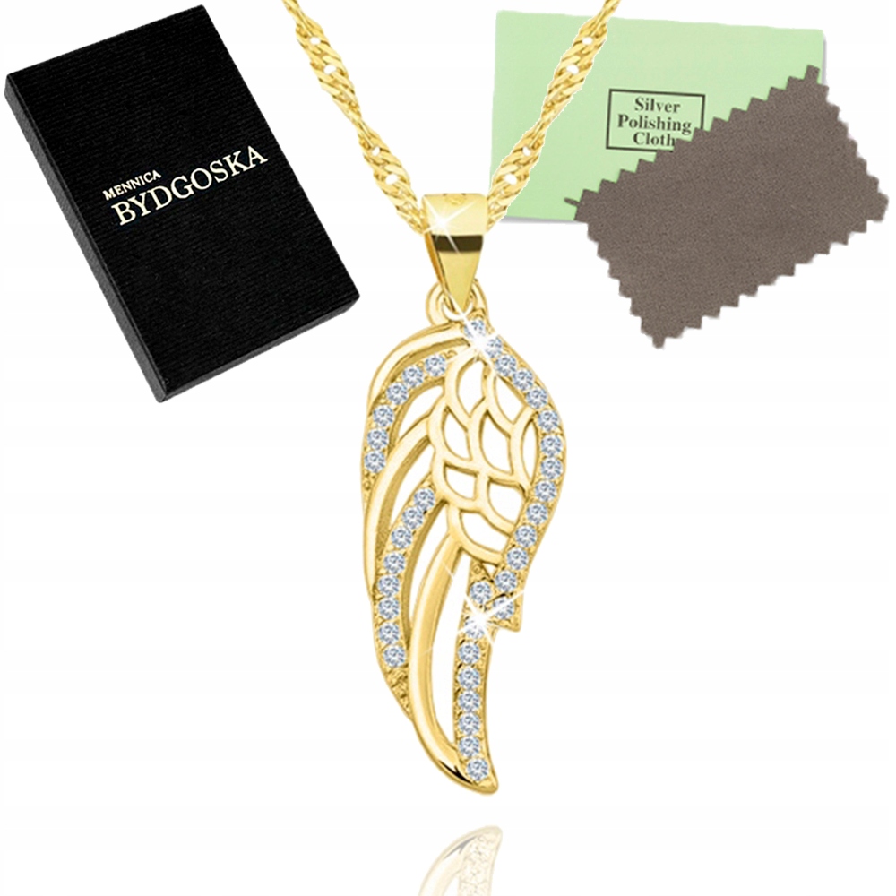 Stříbrný Náhrdelník Křídlo Řetízek S Přívěskem Dámské Stříbro Pozlacené