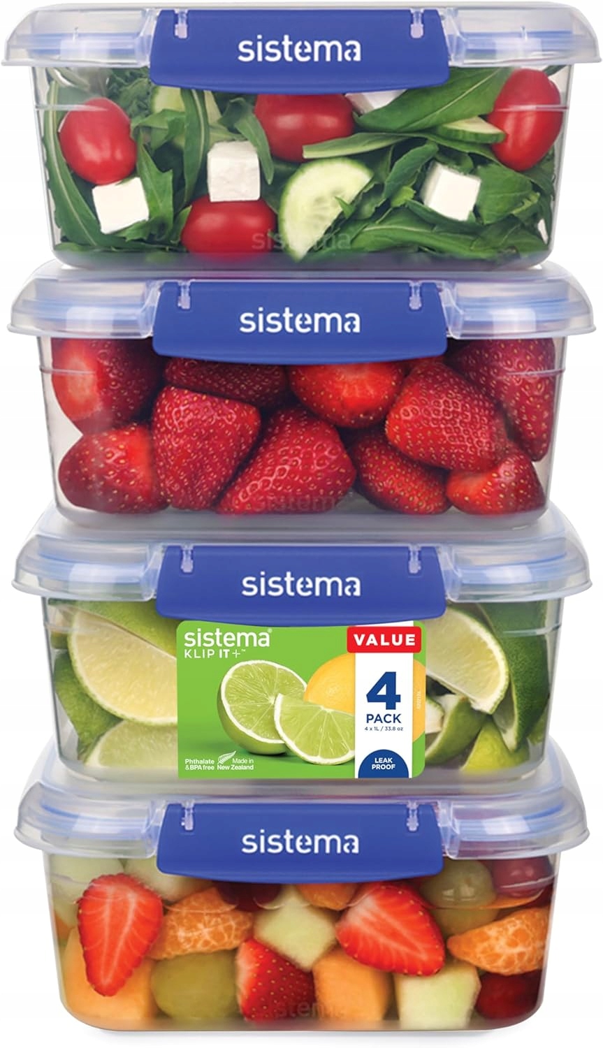 Systém Klip It Plus Sada 4 nádobek 1L Hermetické, Bez Bpa
