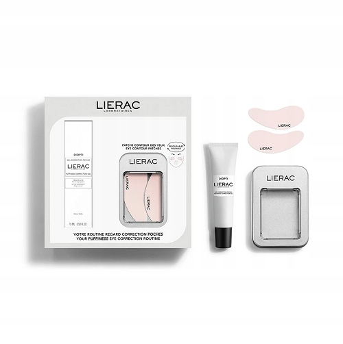 Lierac Diopti Poches Żel pod oczy korygujący obrzęki 15ml +płatki pod oczy
