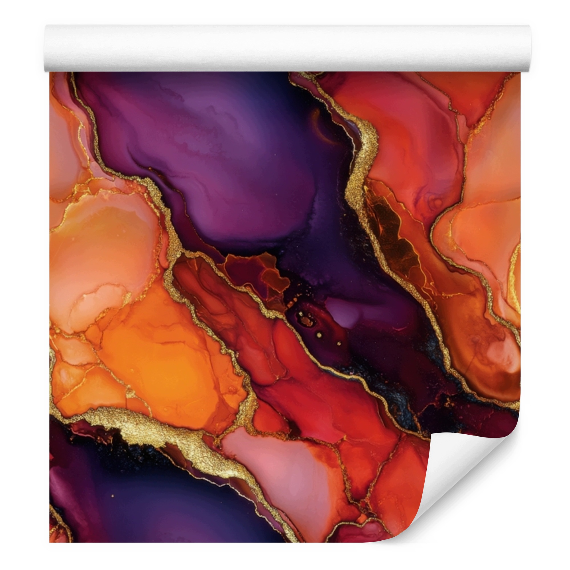 Tapeta Inkoust červená, broskev a oranžová 50 x 1000 cm