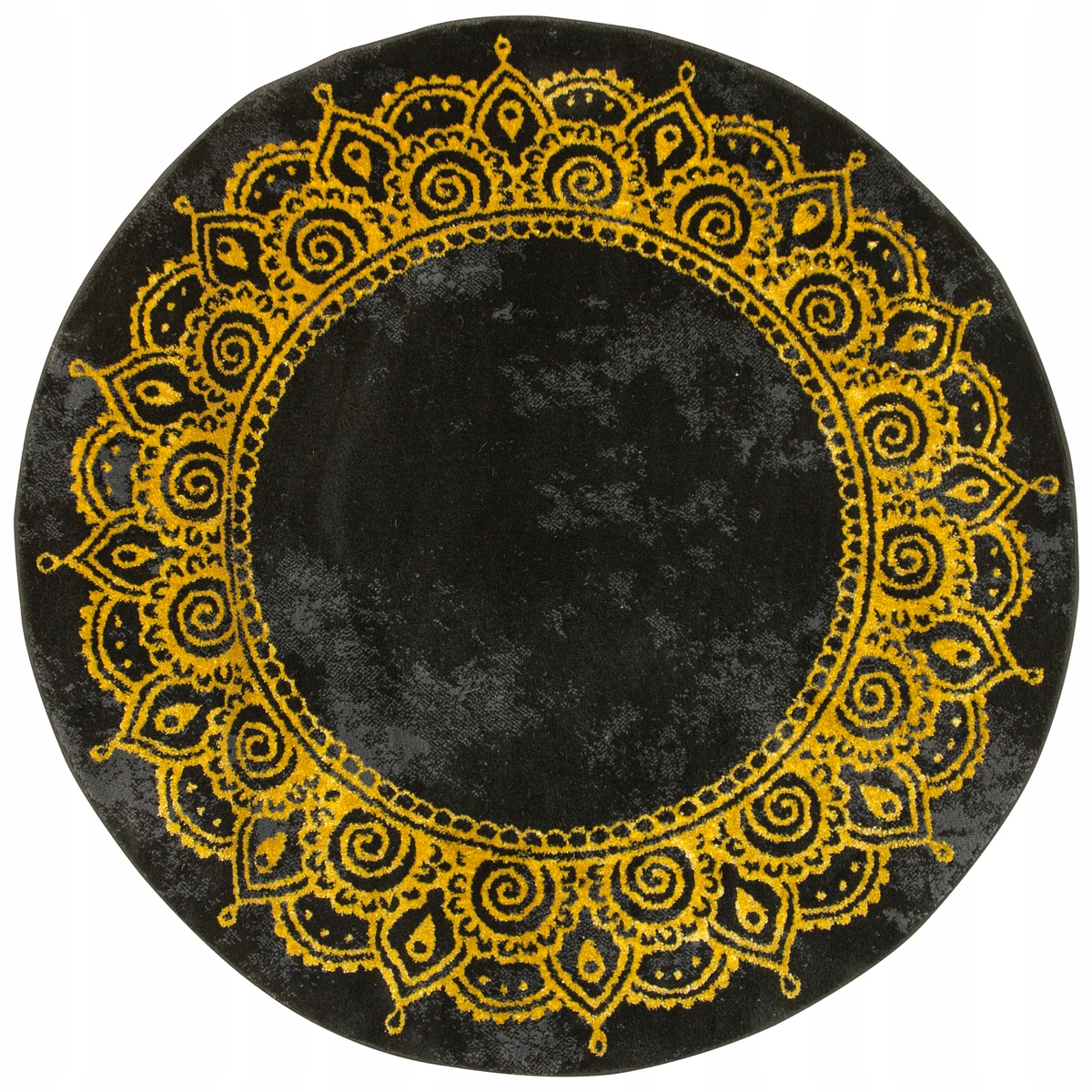

śr. 160 cm Dywan Okrągły Złocisty Czarny Mandala