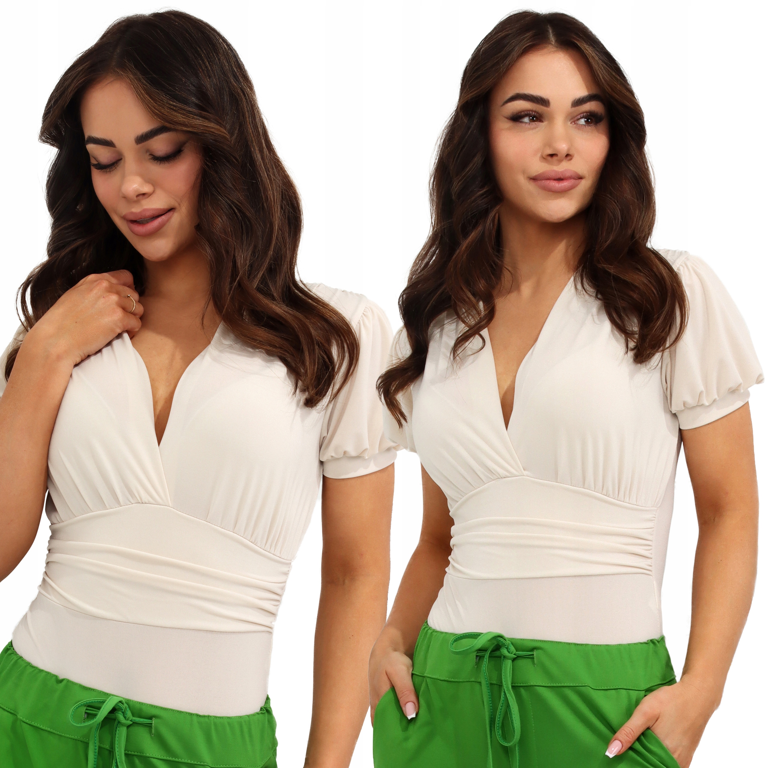 

Body Damskie Bluzka Wyszczuplające Modelujące Beż