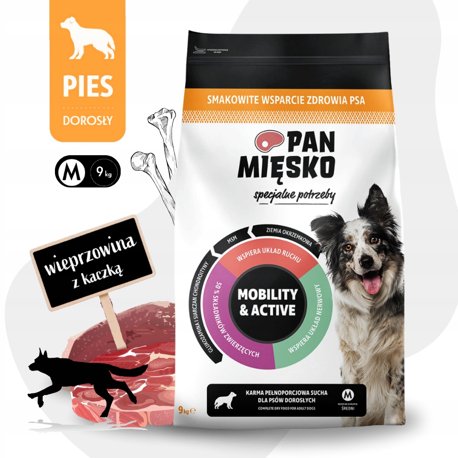 Levně Pan Mięsko Mobility & Active Krmivo pro psa Vepřové Maso M 9 kg