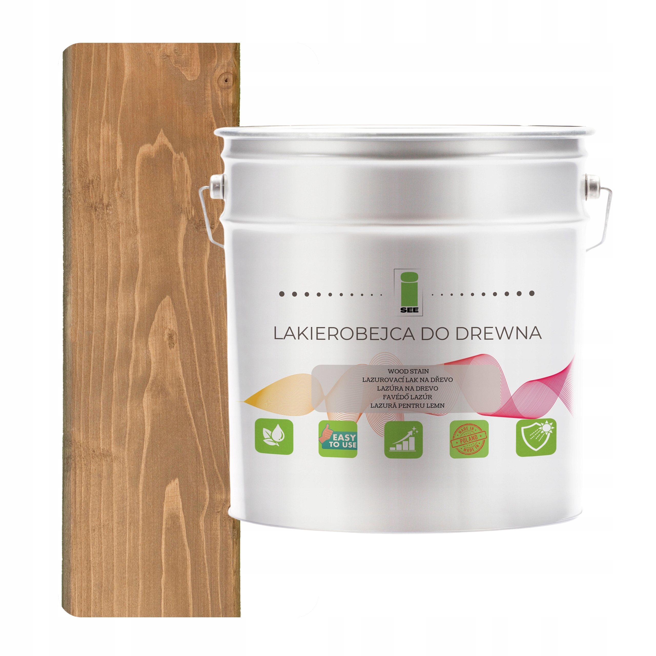 Lak na dřevo hnědý hydrofobní bez zápachu, polomatný 3v1 5L 1011