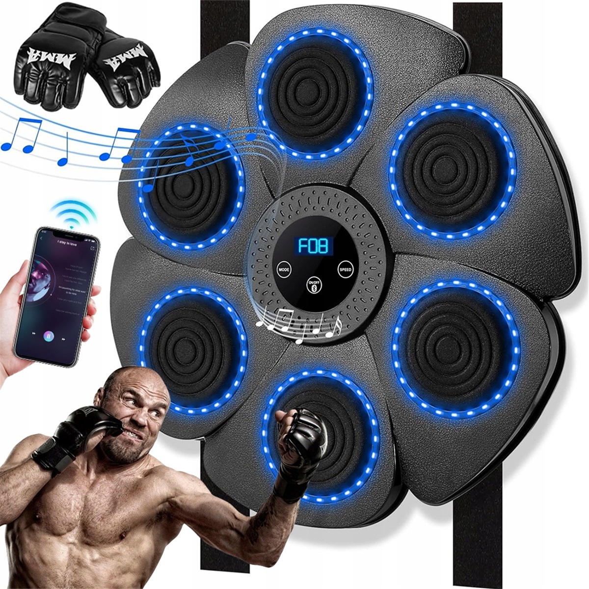 Boxerský Bluetooth s 9 režimy rychlosti s Led osvětlením a počítáním