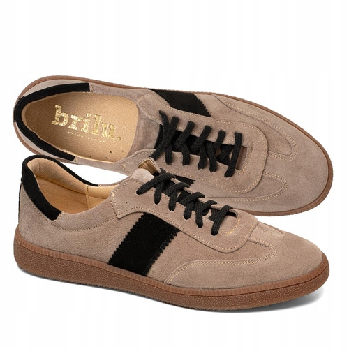 Brilu Polskie Damskie Skórzane Sneakersy Nevada Beżowe 37