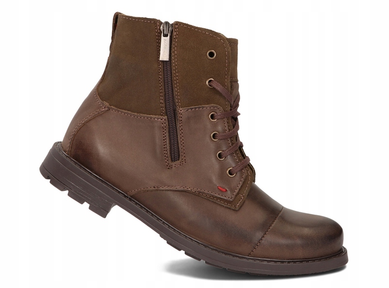 MĘSKIE BUTY OCIEPLANE POLSKIE SKÓRA 871 BRĄZ 45 Model SZTYBLETY