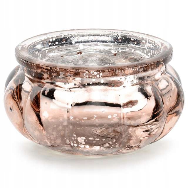 

róż złoty Świecznik szklany Tealight lustrzany x4