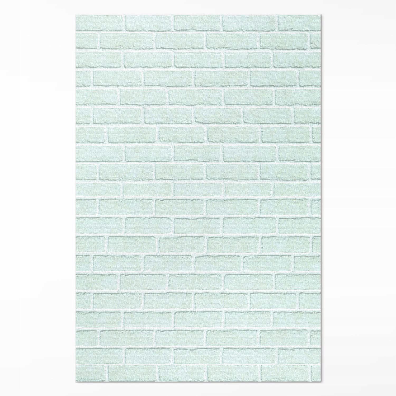 Koberec koberec S Potiskem Cihlová zeď v mořské barvě Velký 140 x 210 cm