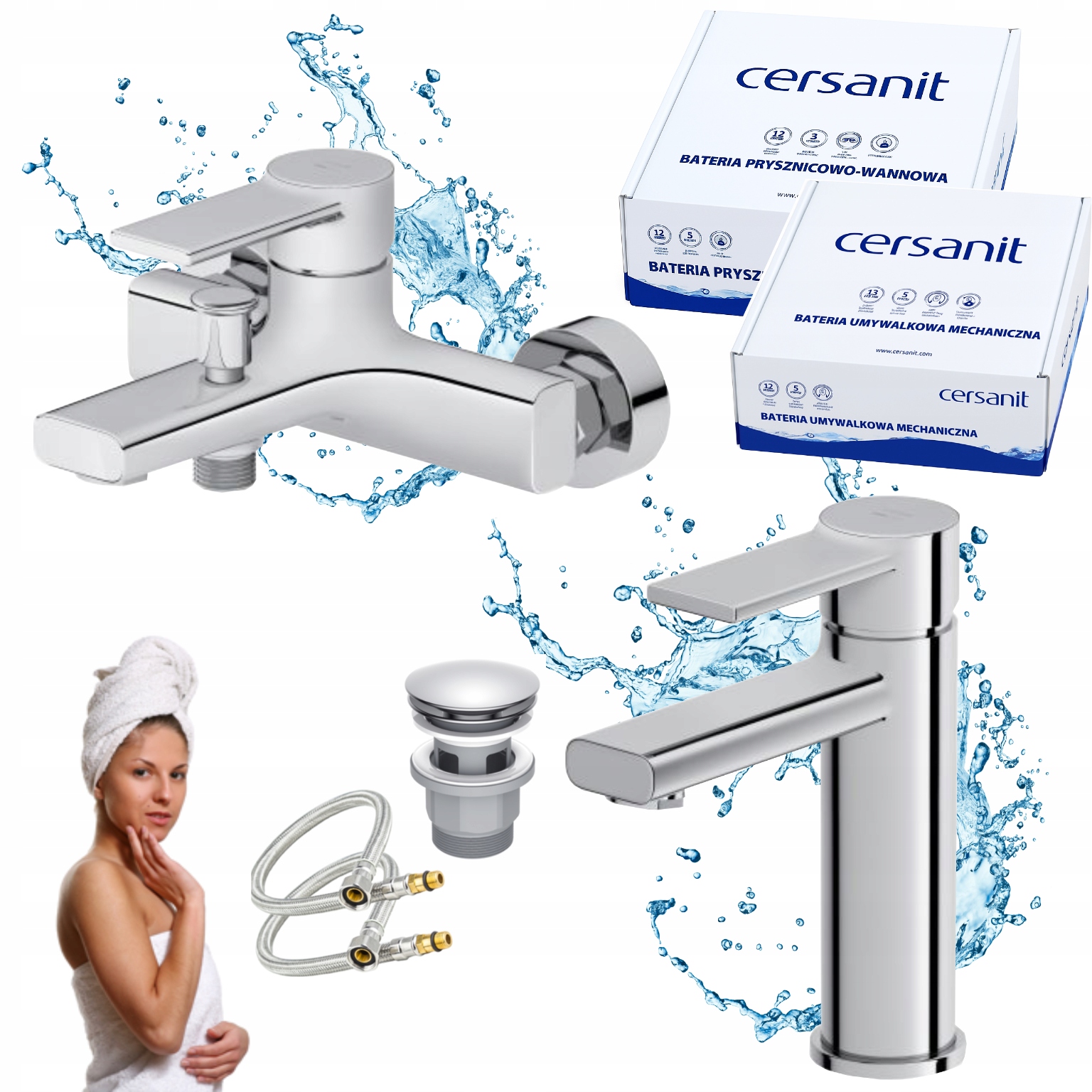 Cersanit Zip Sada Vanová a umyvadlová koupelnová baterie Chrom