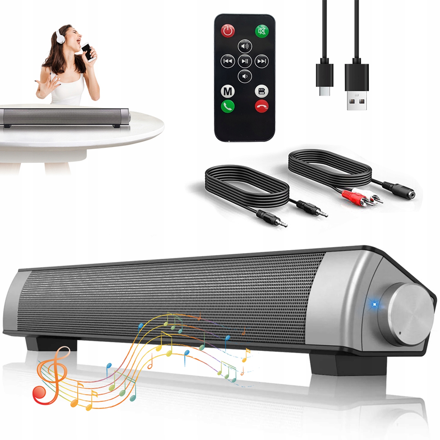 Miniaturní Bluetooth Soundbar S Dálkovým Ovládáním Pro Dům I Auto