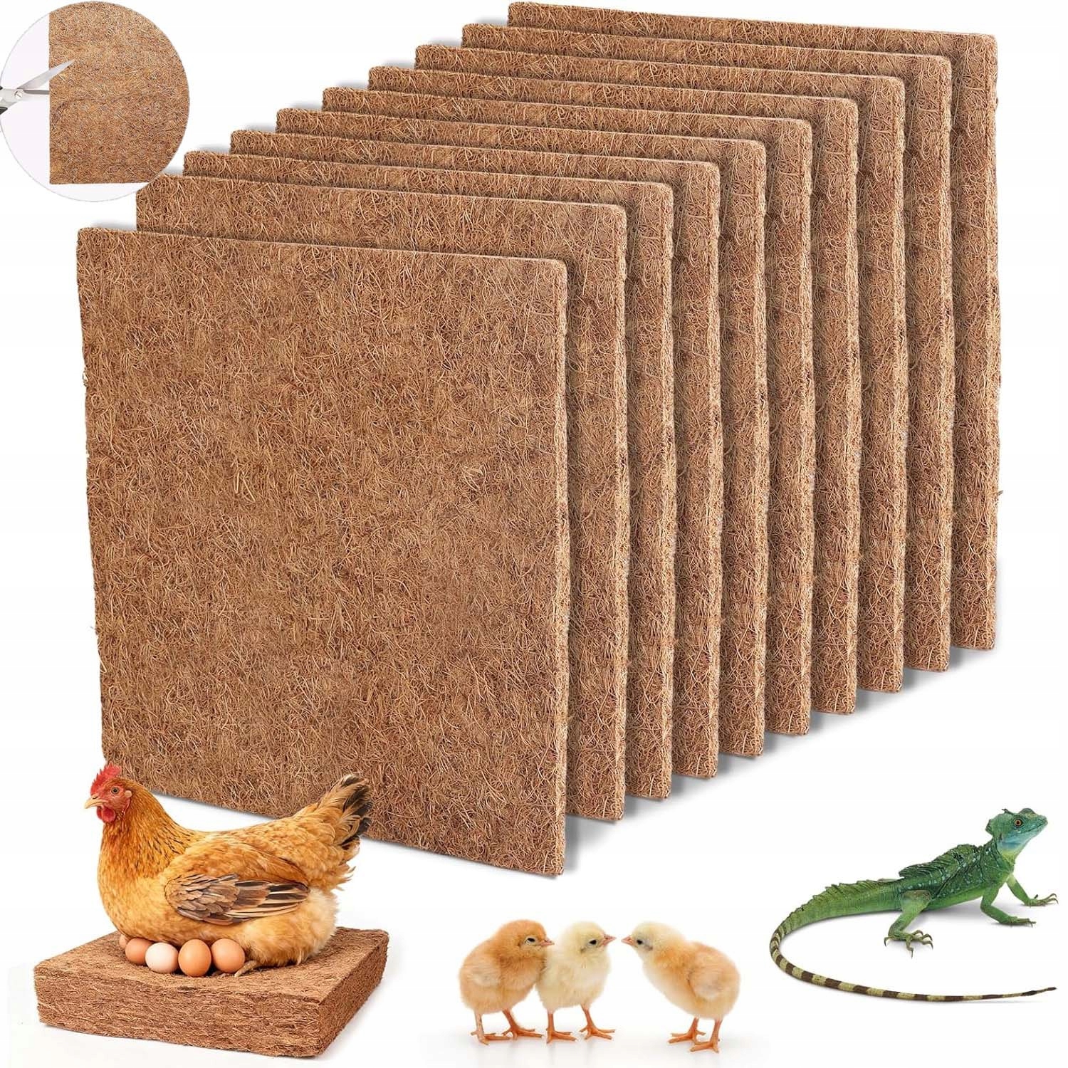 Levně Kokosová Podložka Substrát Jako Stelivo Do Klece Kotec Pro Králíka 10 Ks 30*30CM