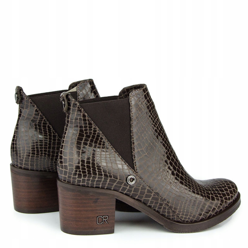CARINII B3705 BOTKI SZTYBLETY SKÓRA WĄŻ BRĄZOWE Rodzaj obcasa klocek