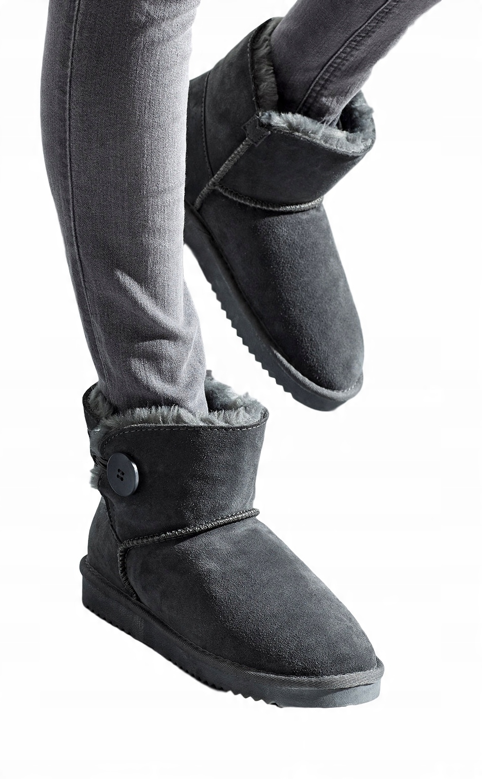 

Skórzane Buty Damskie botki eskimoski szare*38