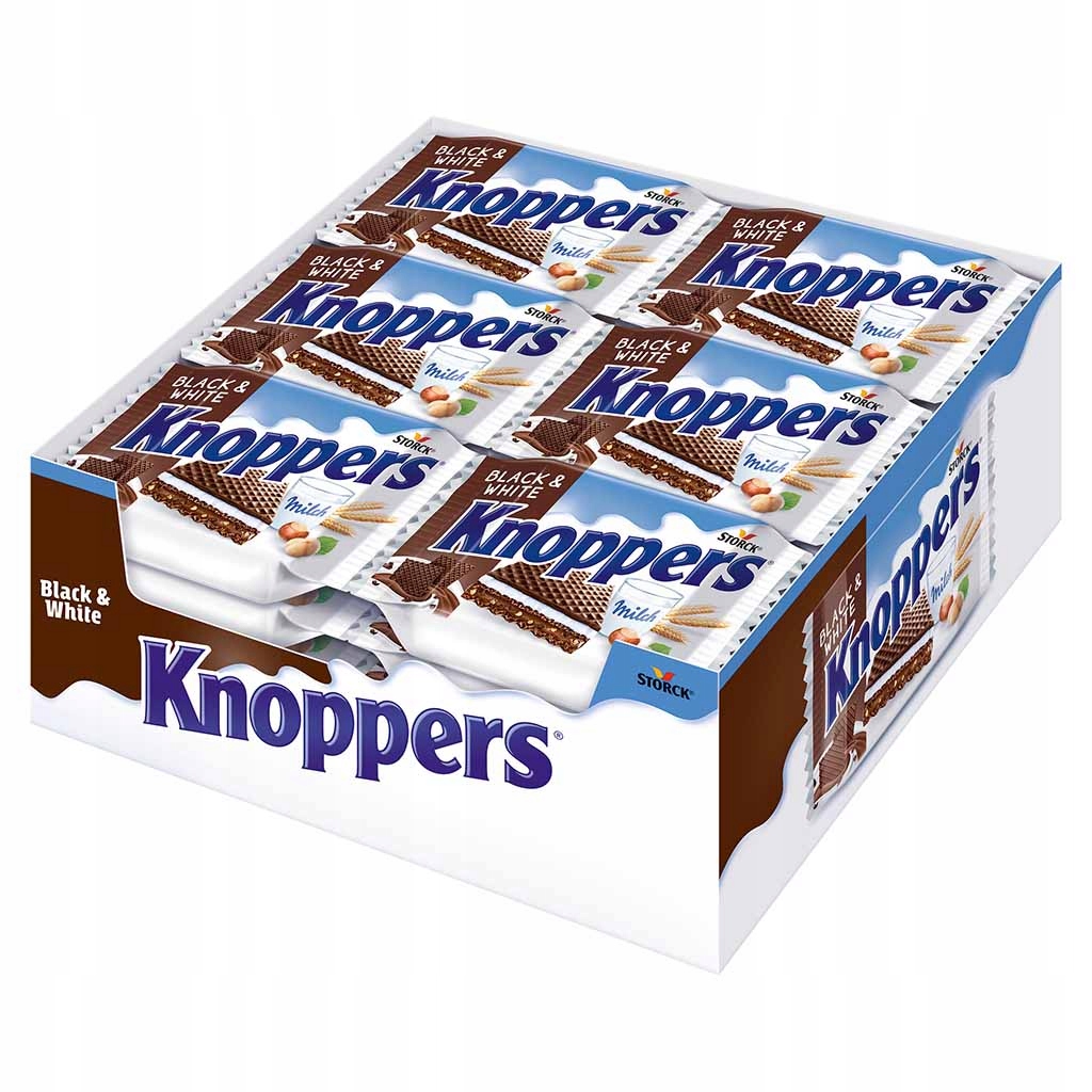 Levně Knoppers krémové oplatky černé a bílé 24x25g