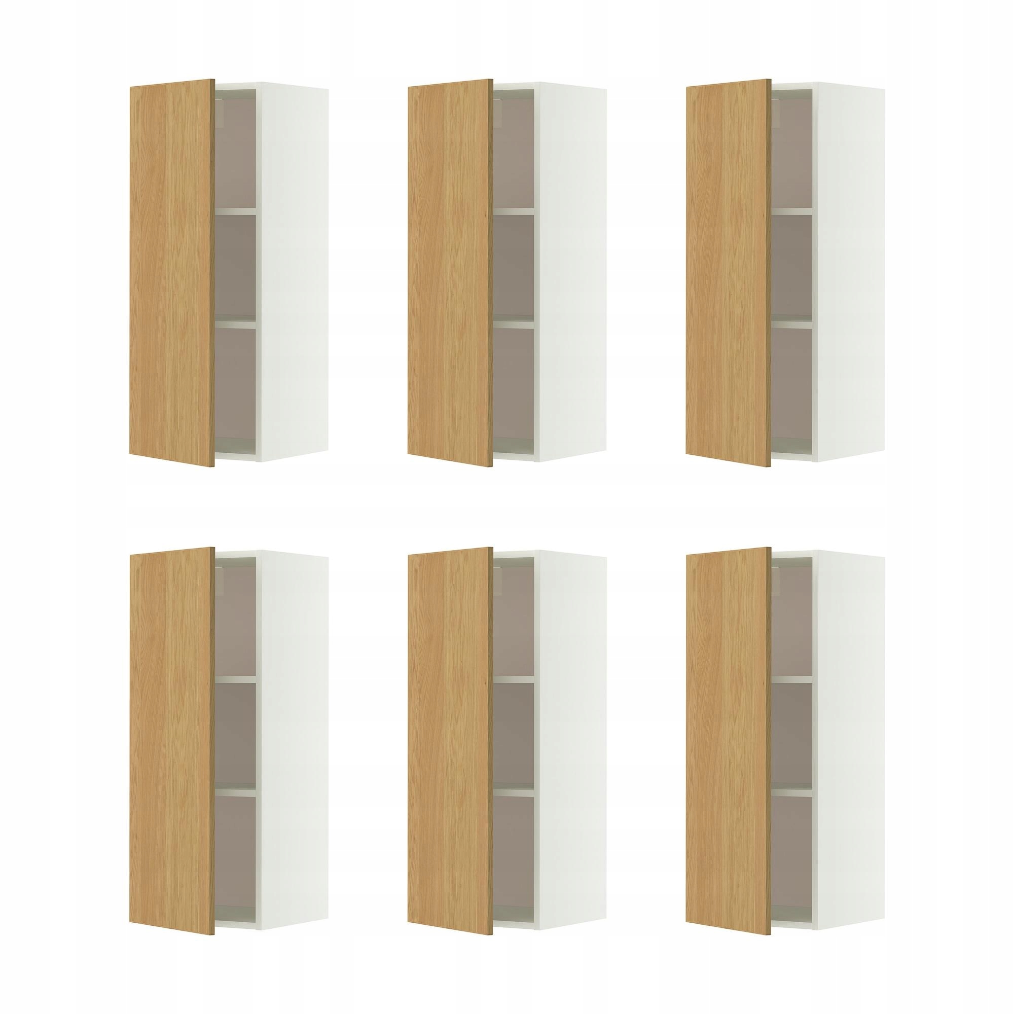 6 szt. Szafka ścienna z półkami biała dębowa 40x100 cm