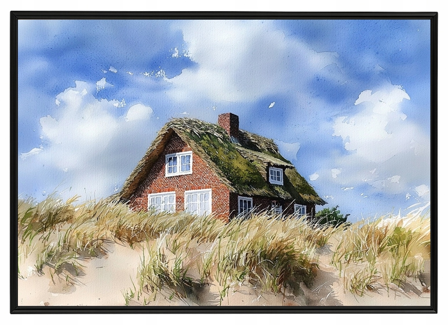 Plakát Rámeček Hliníkový Domek Střecha Pláž Duny Jídlo Fanø Klid 100x70