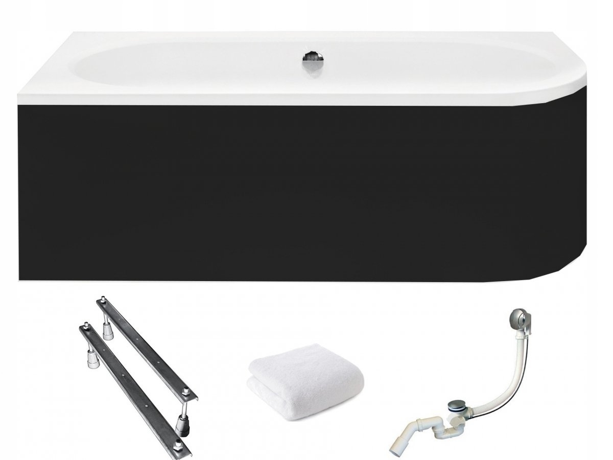 Besco Vana 170x75 Avita Levá černá skříň sifon