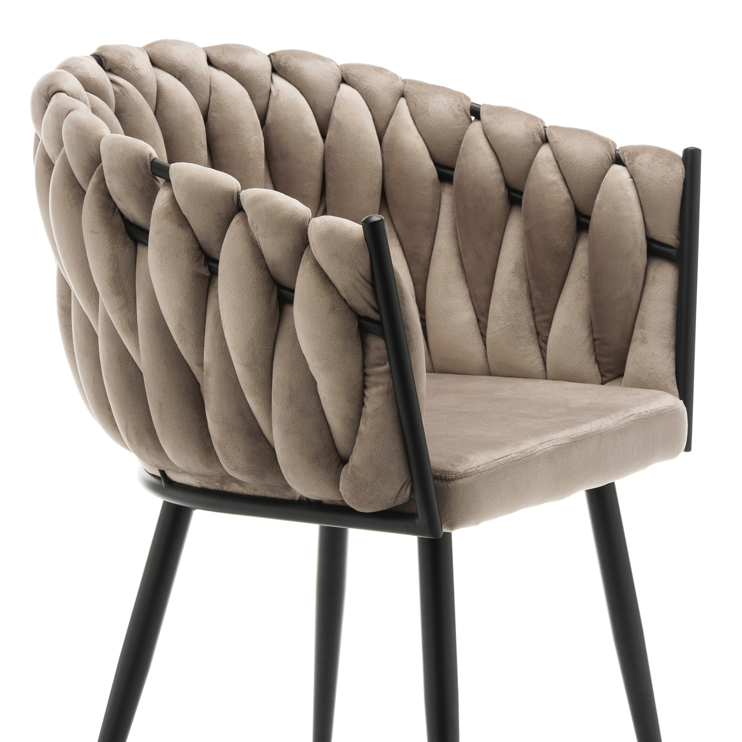 KRZESŁO TAPICEROWANE PLECIONE GLAMOUR SALON WELUROWE NOWOCZESNE LATINA Głębokość siedziska 44 cm