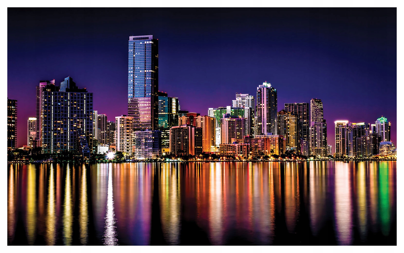 Fototapeta Noční panorama města mrakodrapy odrazy 368x254 lepidlo