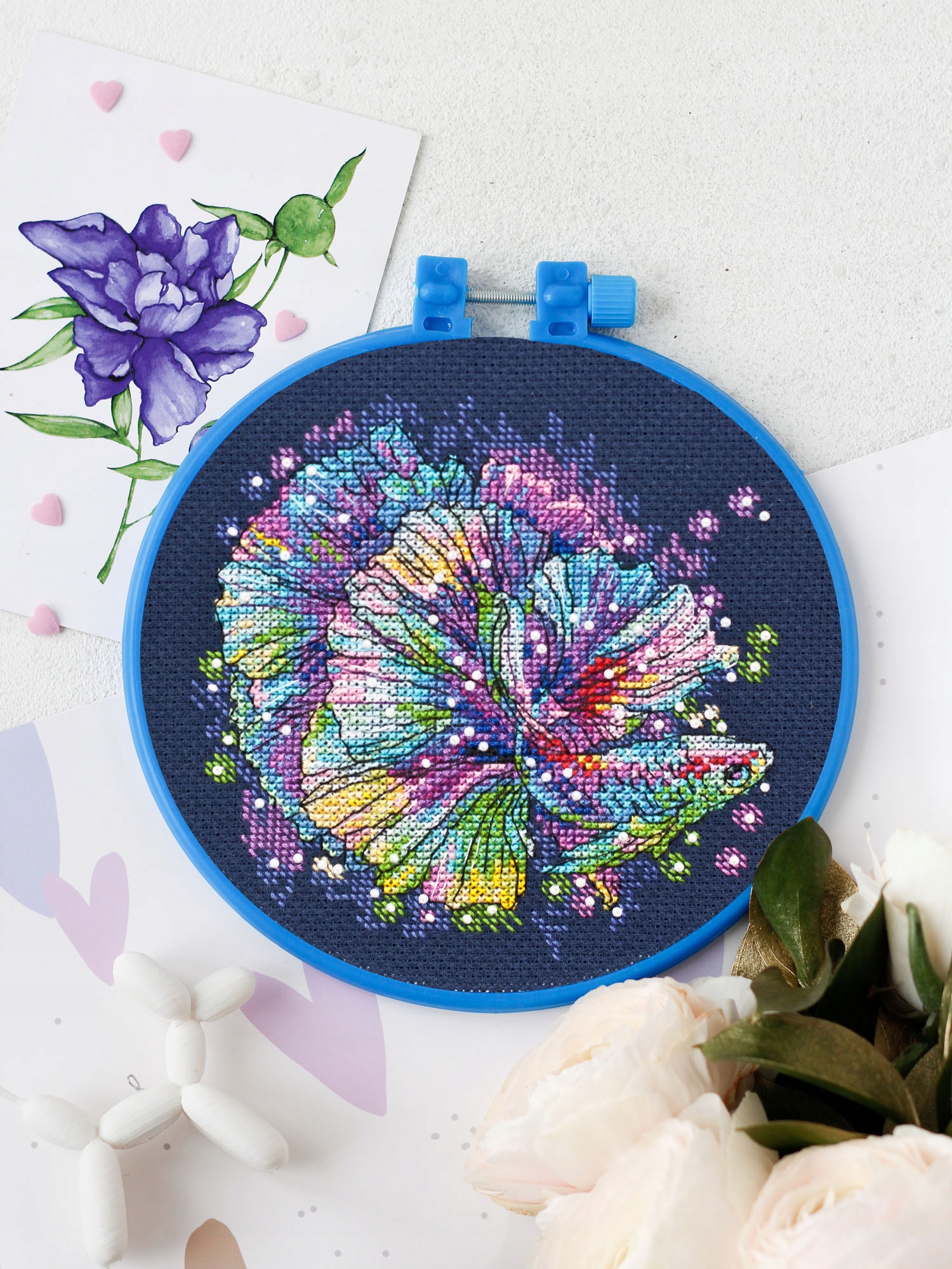 Sada křížkového stehu "Neonový třpyt" Diy křížkovým stehem
