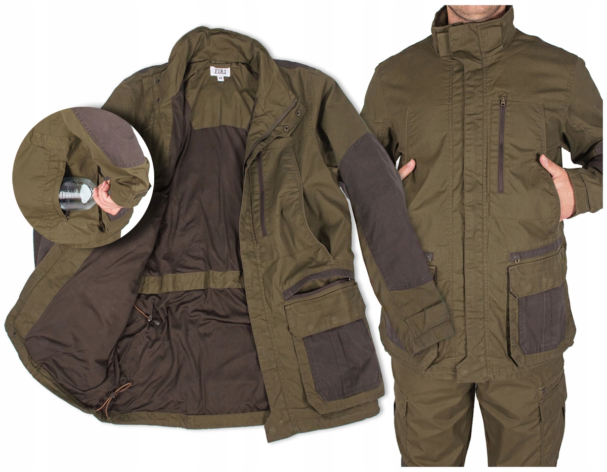 Kurtka Przeciwdeszczowa męska Myśliwska wzmocniona zielona Firi 56