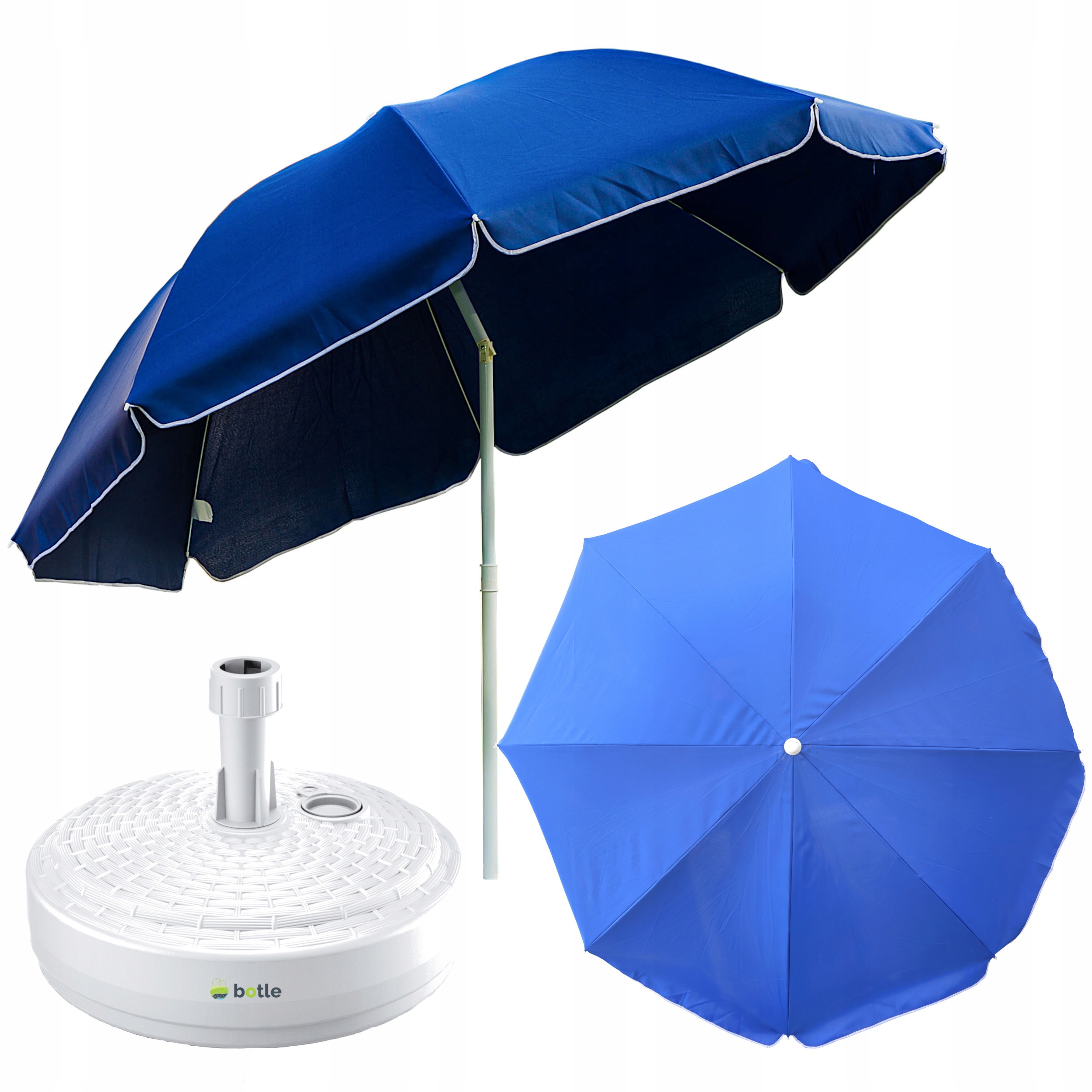 Parasol ogrodowy plażowy 240cm duży łamany z podstawą stojak okrągły zestaw