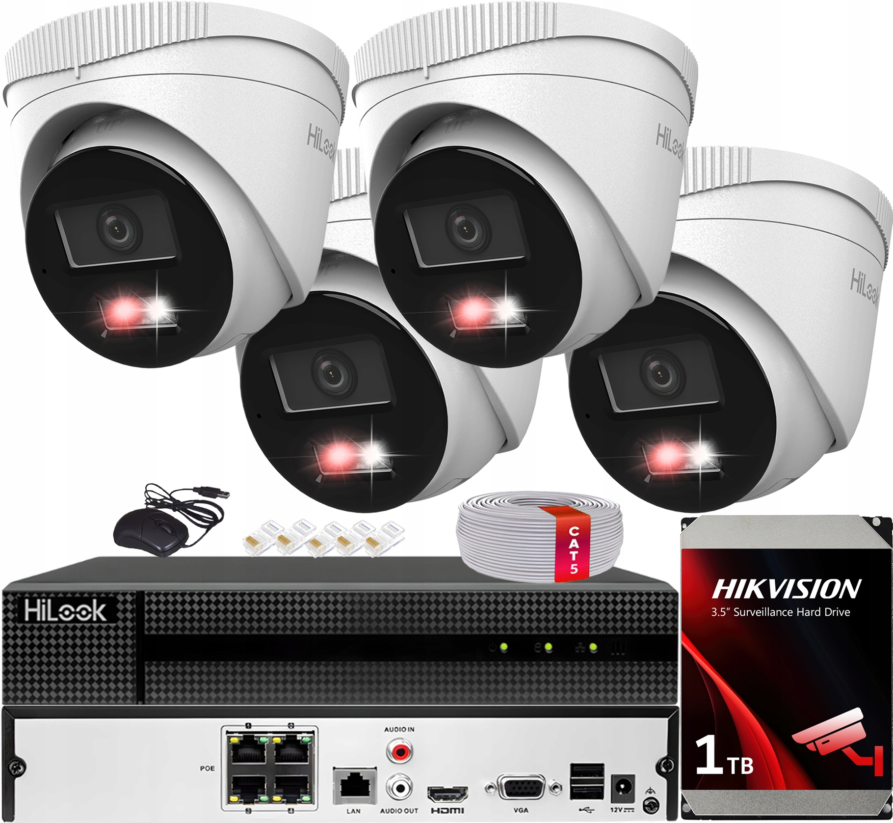 Monitorovací Sada Hikvision 6MPx 4 Kamery Hilook IPC-T260HA-LU Disk 1TB