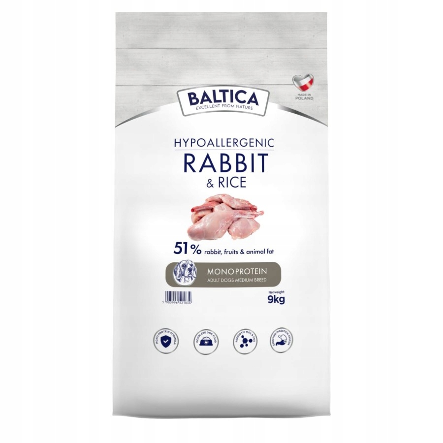 Baltica Nutraceutic Hypoallergenic Rabbit Rice M 9kg karma dla psa królik