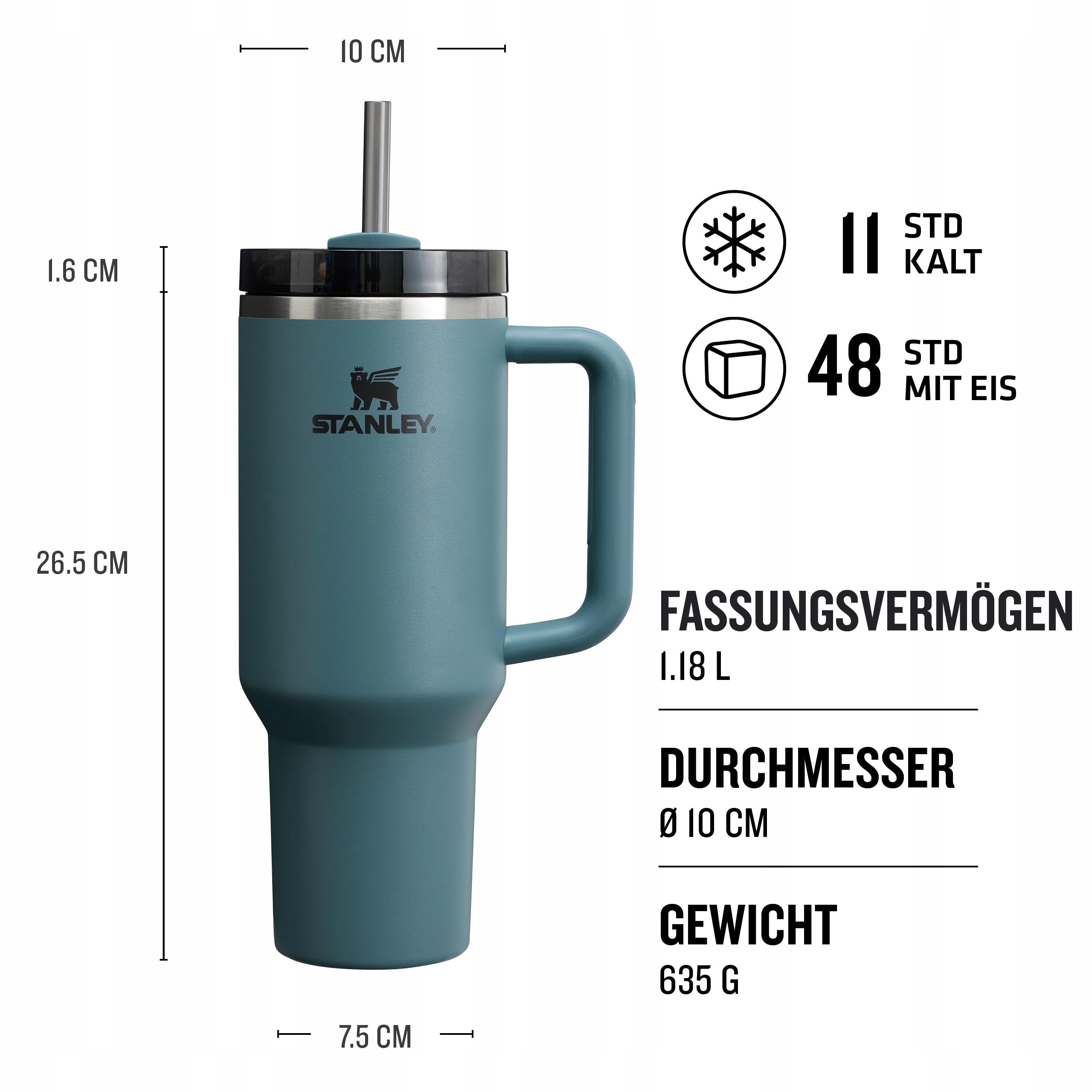 STANLEY Quencher H20 Butelka Termiczna Kubek Ze SŁomką 1,2L Niebieska — miniatura 2