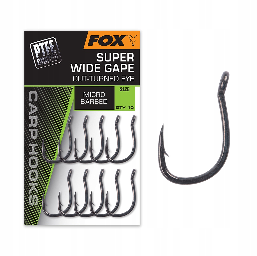 Fox Haki Karpiowe Wide Gape Out-Turned Micro Barbed Rozmiar 2 10 szt