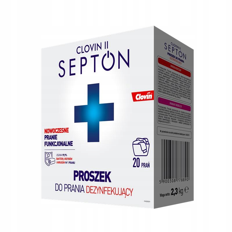 Clovin II Septon 2,3 кг картонная коробка-дезинфицирующий стиральный порошок