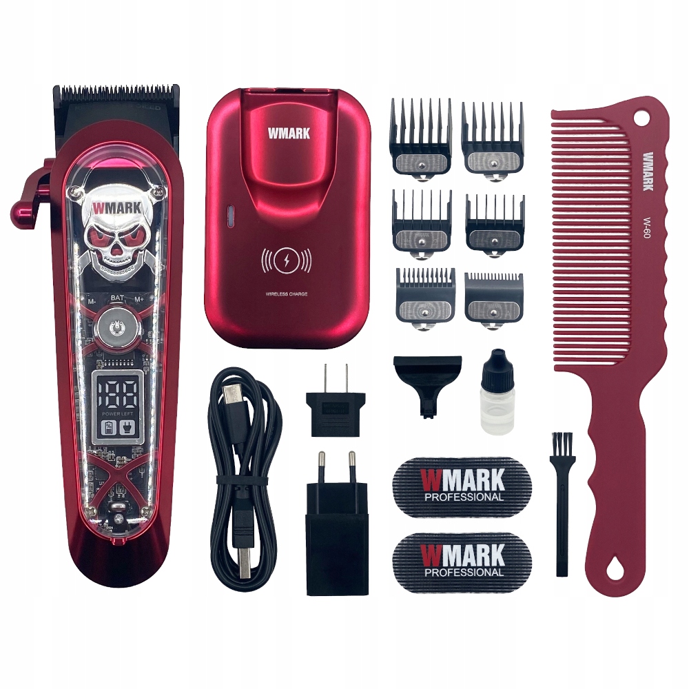 Stříhací Strojek Na Vlasy Pro Barber Fade Velký Set Červený